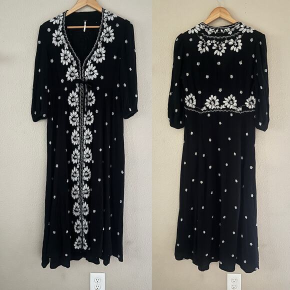 Free People embroidered fable midi dress boho - Picture 2 of 11